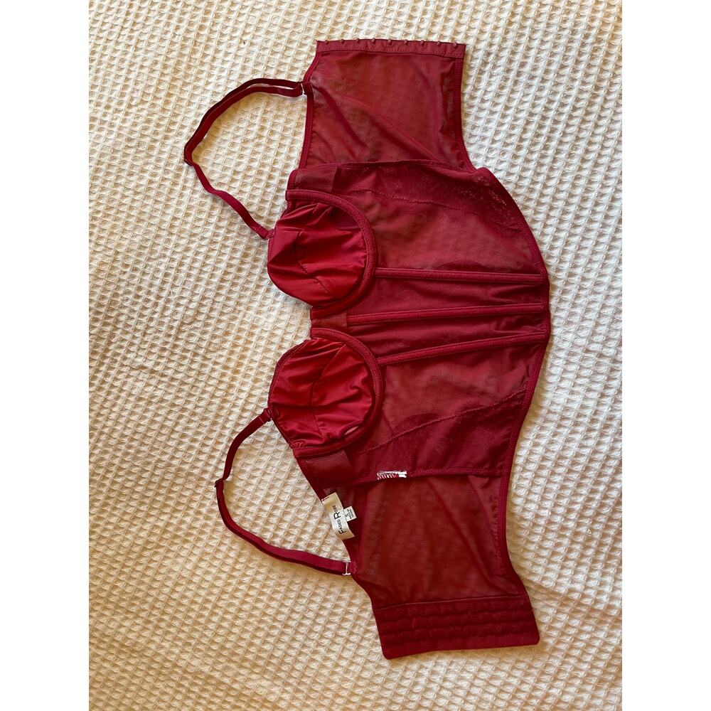 Faded Rose Sexy Romantic Deep Red Lace Classic Ribbed Corset Bustier Top Small - Picture 7 of 9